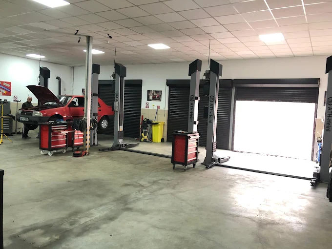 Hala service SentioRepair cu mașini pe elevatoare